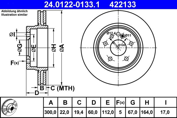 ATE 24.0122-0133.1 - Тормозной диск autospares.lv