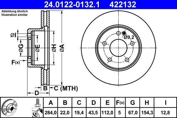 ATE 24.0122-0132.1 - Тормозной диск autospares.lv