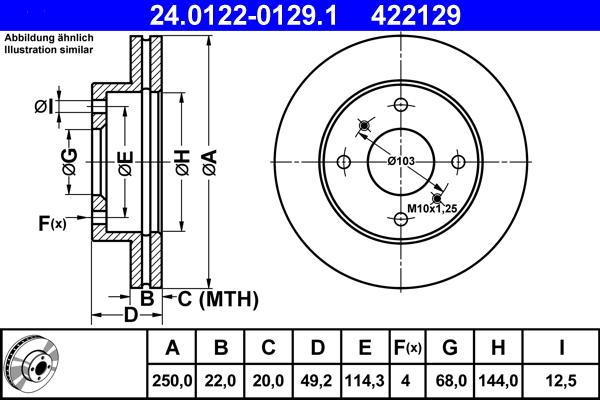 ATE 24.0122-0129.1 - Тормозной диск autospares.lv