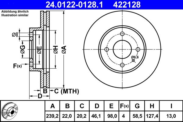 ATE 24.0122-0128.1 - Тормозной диск autospares.lv
