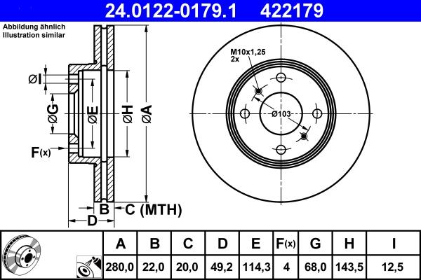 ATE 24.0122-0179.1 - Тормозной диск autospares.lv