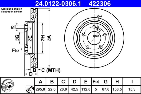 ATE 24.0122-0306.1 - Тормозной диск autospares.lv