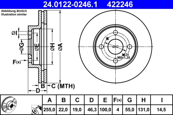 ATE 24.0122-0246.1 - Тормозной диск autospares.lv