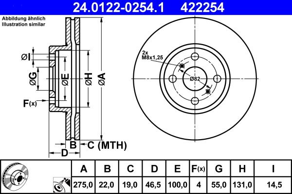 ATE 24.0122-0254.1 - Тормозной диск autospares.lv