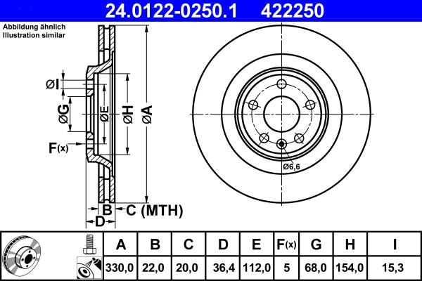ATE 24.0122-0250.1 - Тормозной диск autospares.lv