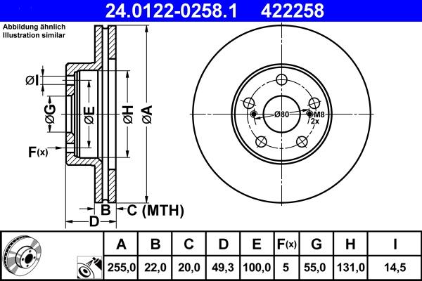 ATE 24.0122-0258.1 - Тормозной диск autospares.lv