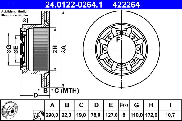 ATE 24.0122-0264.1 - Тормозной диск autospares.lv