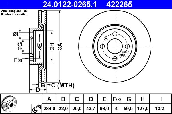 ATE 24.0122-0265.1 - Тормозной диск autospares.lv