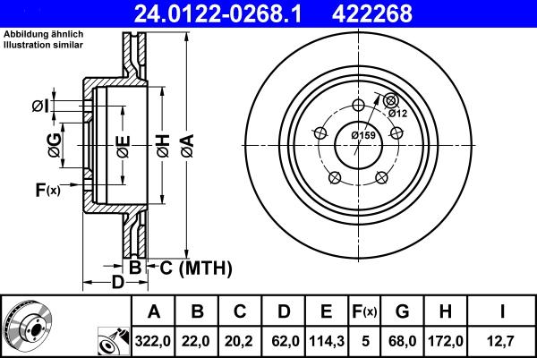 ATE 24.0122-0268.1 - Тормозной диск autospares.lv