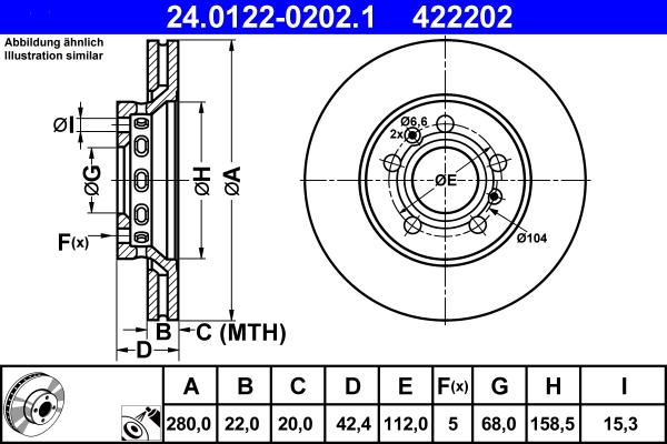 ATE 24.0122-0202.1 - Тормозной диск autospares.lv