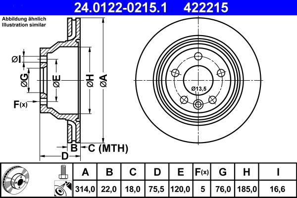 ATE 24.0122-0215.1 - Тормозной диск autospares.lv