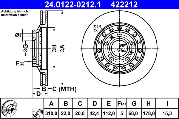 ATE 24.0122-0212.1 - Тормозной диск autospares.lv