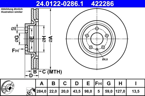 ATE 24.0122-0286.1 - Тормозной диск autospares.lv