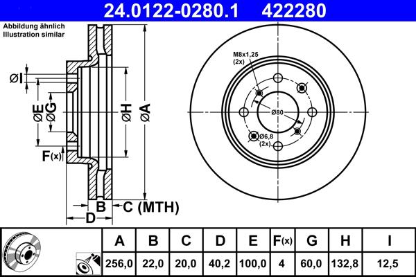 ATE 24.0122-0280.1 - Тормозной диск autospares.lv