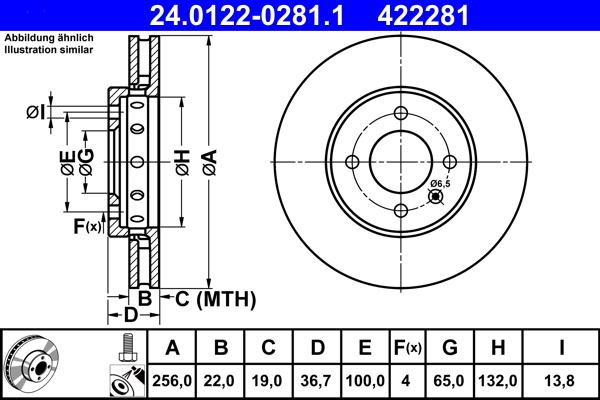 ATE 24.0122-0281.1 - Тормозной диск autospares.lv