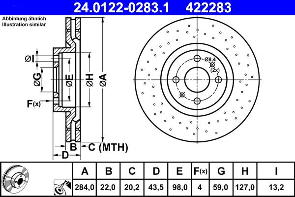 ATE 24.0122-0283.1 - Тормозной диск autospares.lv