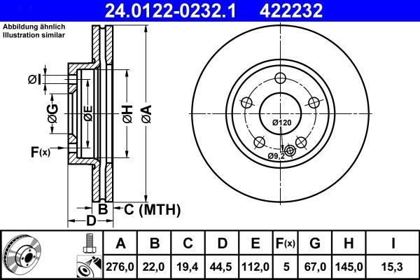 ATE 24.0122-0232.1 - Тормозной диск autospares.lv