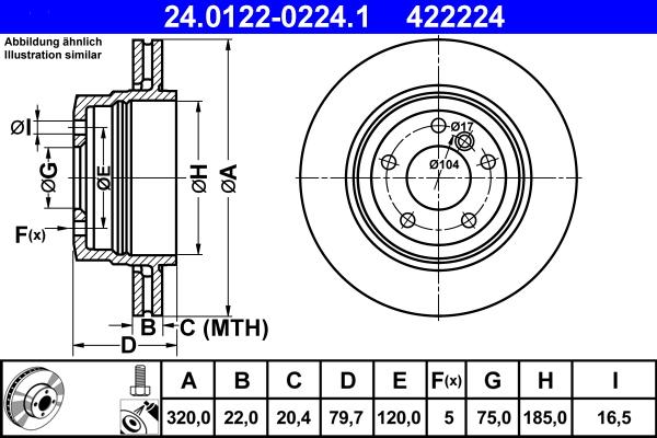 ATE 24.0122-0224.1 - Тормозной диск autospares.lv