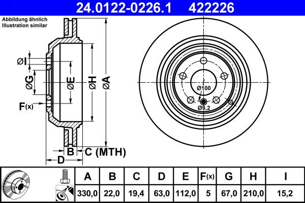 ATE 24.0122-0226.1 - Тормозной диск autospares.lv