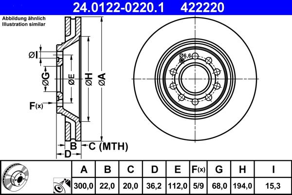 ATE 24.0122-0220.1 - Тормозной диск autospares.lv