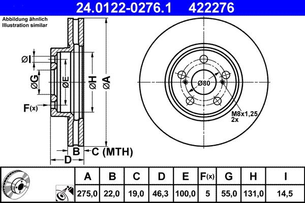 ATE 24.0122-0276.1 - Тормозной диск autospares.lv