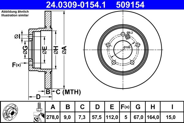 ATE 24.0309-0154.1 - Тормозной диск autospares.lv