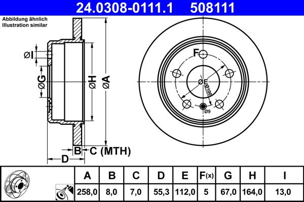 ATE 24.0308-0111.1 - Тормозной диск autospares.lv