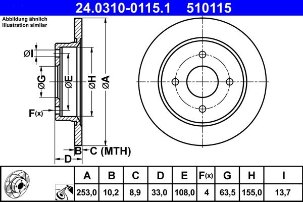 ATE 24.0310-0115.1 - Тормозной диск autospares.lv