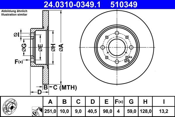 ATE 24.0310-0349.1 - Тормозной диск autospares.lv