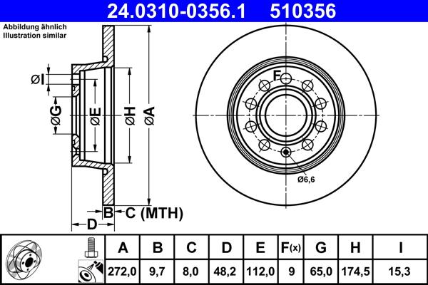 ATE 24.0310-0356.1 - Тормозной диск autospares.lv