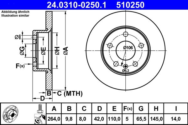 ATE 24.0310-0250.1 - Тормозной диск autospares.lv