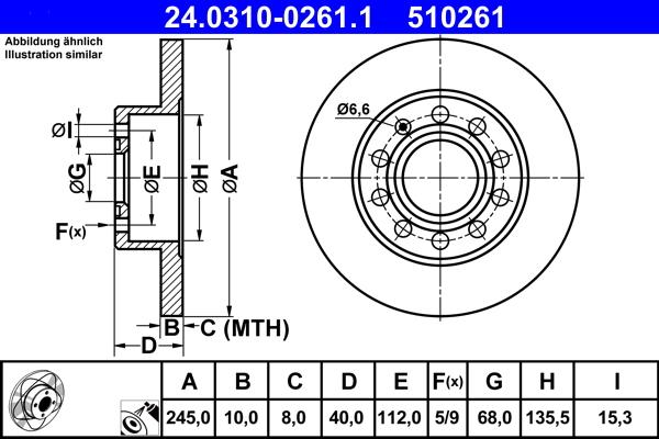 ATE 24.0310-0261.1 - Тормозной диск autospares.lv