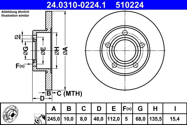 ATE 24.0310-0224.1 - Тормозной диск autospares.lv