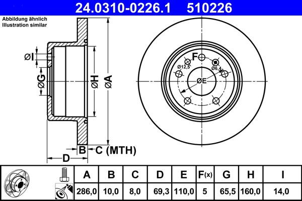 ATE 24.0310-0226.1 - Тормозной диск autospares.lv
