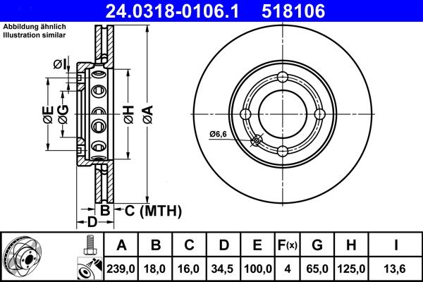 ATE 24.0318-0106.1 - Тормозной диск autospares.lv