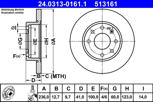 ATE 24.0313-0161.1 - Тормозной диск autospares.lv