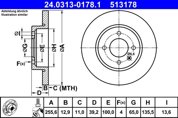 ATE 24.0313-0178.1 - Тормозной диск autospares.lv