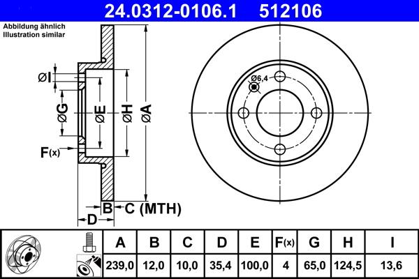 ATE 24.0312-0106.1 - Тормозной диск autospares.lv