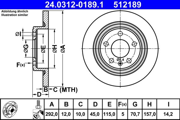 ATE 24.0312-0189.1 - Тормозной диск autospares.lv