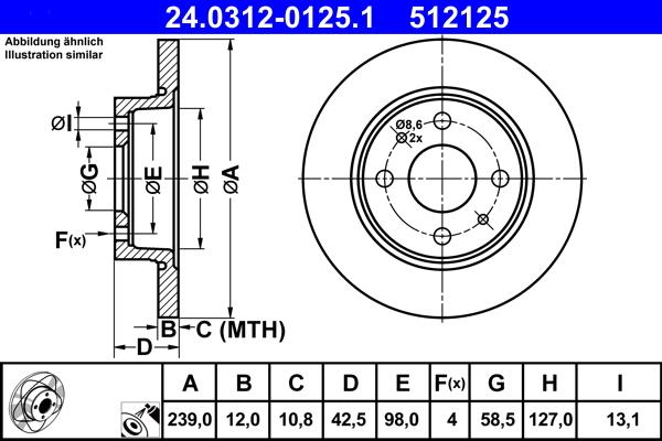 ATE 24.0312-0125.1 - Тормозной диск autospares.lv