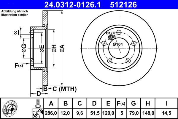 ATE 24.0312-0126.1 - Тормозной диск autospares.lv
