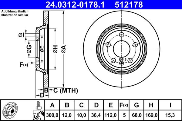 ATE 24.0312-0178.1 - Тормозной диск autospares.lv