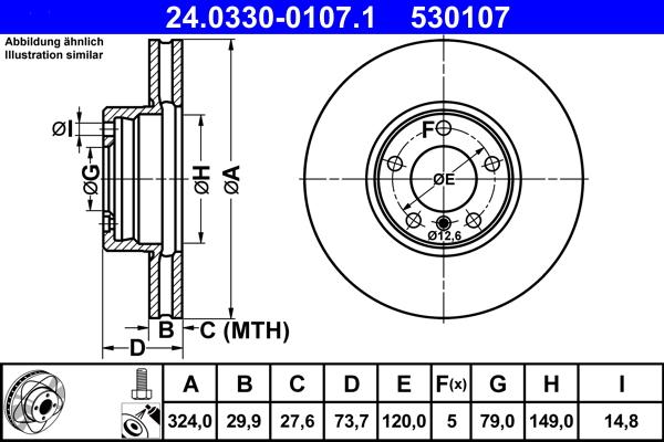 ATE 24.0330-0107.1 - Тормозной диск autospares.lv