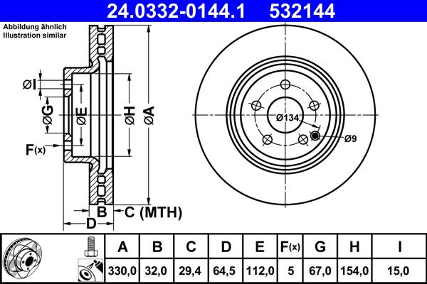 ATE 24.0332-0144.1 - Тормозной диск autospares.lv