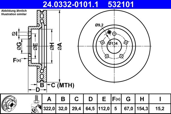 ATE 24.0332-0101.1 - Тормозной диск autospares.lv