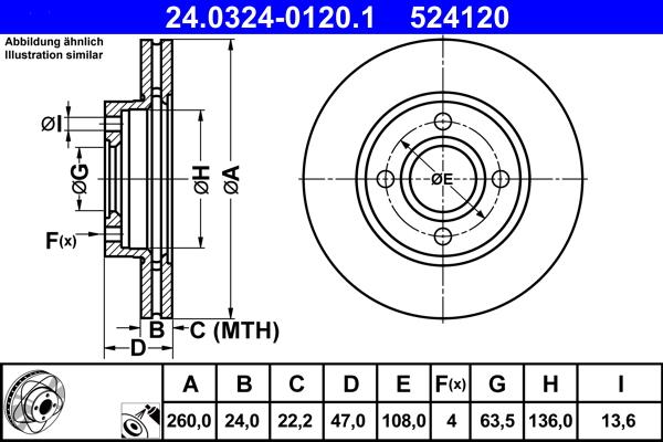 ATE 24.0324-0120.1 - Тормозной диск autospares.lv