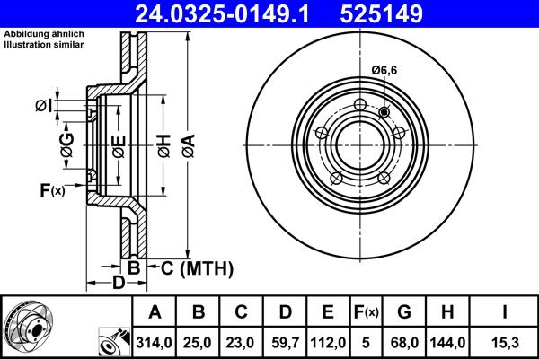 ATE 24.0325-0149.1 - Тормозной диск autospares.lv