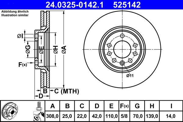 ATE 24.0325-0142.1 - Тормозной диск autospares.lv