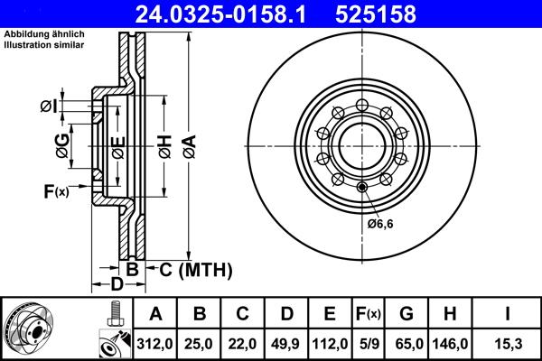 ATE 24.0325-0158.1 - Тормозной диск autospares.lv