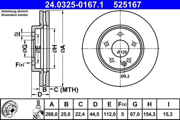 ATE 24.0325-0167.1 - Тормозной диск autospares.lv